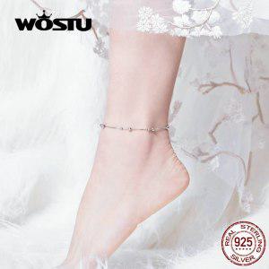 체인발찌  WOSTU 비즈 볼 구두 체인 100% 925 스털링 실버 구슬 팔찌 여성용 발 다리 미니멀리스트 쥬얼리