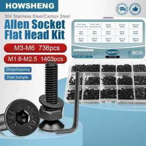 볼트 나사 싱크 탄소강 개 M1.6-M6 1403 육각 너트 키트 소켓 알렌 736 세트 번호판