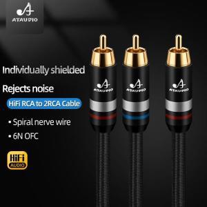 6N OFC HiFi 스테레오 RCA-2RCA 케이블 서브우퍼 Y 수-수 스피커 앰프용