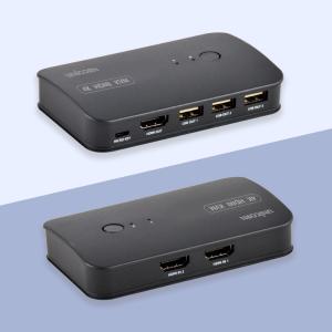 유니콘 4K 2포트 HDMI KVM 스위치 KVM-200HV 케이블포함 USB2.0 3포트 PC본체 2대제어 연장 리모트 케이블