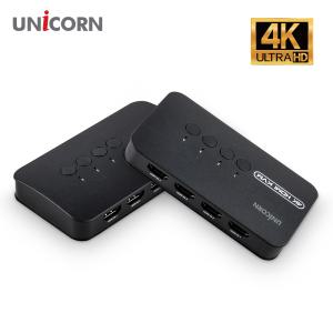 유니콘 4K 4포트 HDMI KVM 스위치 KVM-400HV 케이블포함 USB2.0 3포트 PC본체 4대제어 연장 리모트 케이블