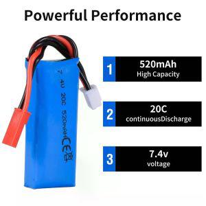 WLtoys Lipo 배터리  RC카 부품 7.4V 520mAh K969 K979 K989 K999 P929 P939 284010 284161 284131 2 개