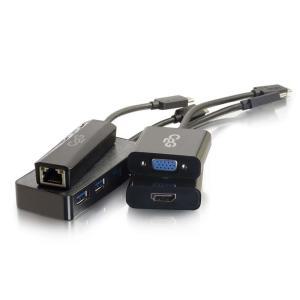 C2G 30002 USB-C to 4K UHD HDMI VGA 이더넷 또는 USB-A 어댑터 키트 크롬북 픽셀용 블랙