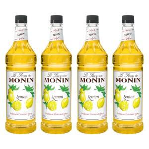 모닌 Monin 가향 시럽, 레몬, 958.2g(33.8온스) 플라스틱 병 (4팩)