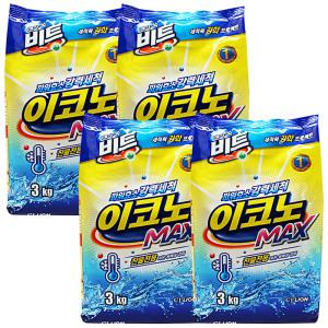 CJ라이온 비트 이코노맥스 리필형 분말 세탁세제 3kg 4개