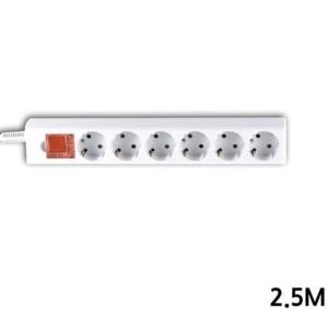 공용오피스 전용 6구 멀티탭 2.5m 에어컨멀티탭 연장케이블 전선정리 콘센트 감전예방