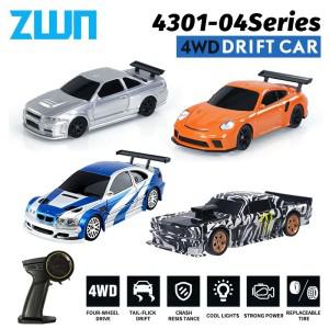 ZWN 1/43 RC 드리프트 카, 4WD 리모컨 고속 사륜 구동, 2.4G 무선 제어 미니 소형 레이싱 모델 장난감, 남