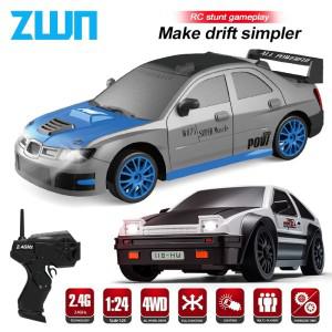 ZWN GTR 모델 AE86 RC 드리프트 카, LED 조명 포함, 4WD 2.4G 라디오 리모컨 , 어린이 전문 레이싱 장난감