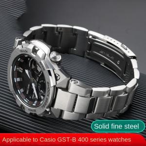 카시오 호환 G-SHOCK GST B400 스테인레스 스틸 시계 스트랩 팔찌 메탈 남성용 솔리드 체인