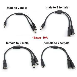 18awg 10A 1 36v 2 way male to DC 전원 공급 장치 어댑터 케이블, 5.5mm x 분배기 커넥터 플러그