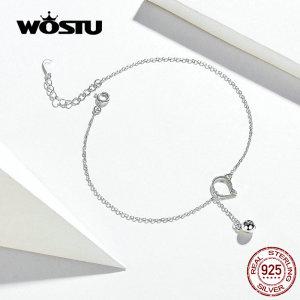 체인발찌  WOSTU 925 스털링 실버 여성용 귀여운 고양이 발찌 비즈 발 쥬얼리 맨발 샌들 체인 선물 CQT003