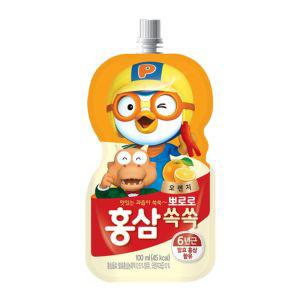 뽀로로 홍삼 쏙쏙 오렌지 100ml x 20개입음료 어린이 어린이집 쥬스 팩쥬스 음료 이유식 아기주스 과즙 선