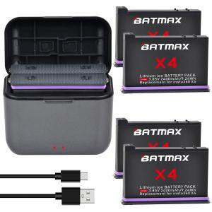 인스타 360 X4 용 Batmax 배터리, 2400mAh 2 슬롯 고속 충전기, 액션 카메라 액세서리