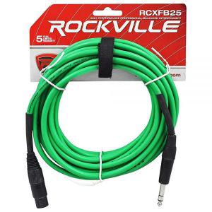 Rockville 암 REAN XLR to 1 4 TRS 케이블 그린 100 구리 25 FT RCXFB25G