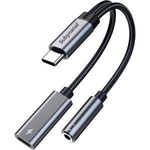 Subynanal USB c to 3.5mm 헤드폰 충전기 어댑터 2-i