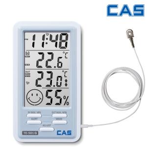 카스 디지털 온습도계 TE-501G 벽걸이 탁상겸용 온도계 습도계 시계 알람기능