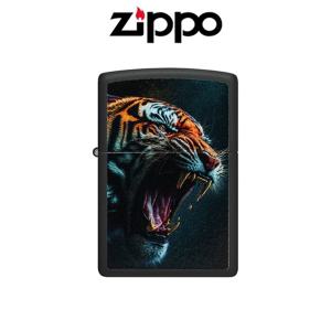 지포라이터 ZIPPO 46241 Fierce Tiger 블랙 매트 바디에 호랑이 무늬가 프린팅된 라이터