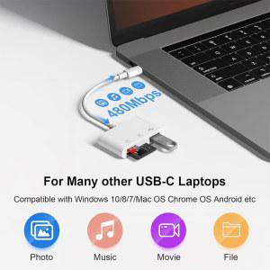 KUTOU 3 in 1 어댑터 TF CF SD 메모리 플래시 카드 리더, USB C타입 OTG 라이터, 아이폰용, 아이패드 맥북, 화웨이, 삼성, 샤오미