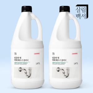 살림백서 딥클린 펑 배수구 세정제 클리너 1.87L x 2개 하수구 냄새제거 세면대 청소 머리카락 대용량