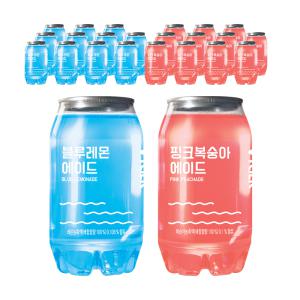 브이톡 2종 혼합 350ml x 24캔 한박스 (블루레몬에이드, 핑크복숭아에이드 각 12캔) 과즙탄산음료