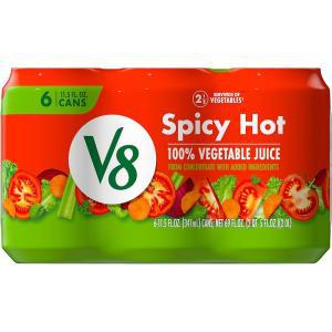 V8 Spicy Hot 100% 야채 주스, 355ml(11온스) 캔 (6팩)