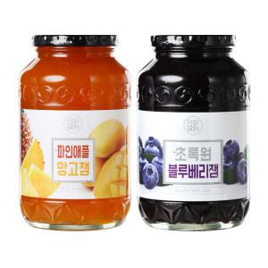 초록원 파인애플 망고잼 1kg +블루베리잼 (2키로) 과일잼 토스트쨈