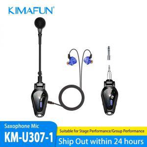 색소폰핀마이크 KIMAFUN UHF 무선 색소폰 마이크 리버브 모니터링 블루투스 기능 음악가용 클립형