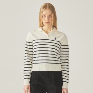 후아유 스티브 오픈 카라 스트라이프 풀오버 니트 / WHKAF2353F Steve Open Collar Stripe Pullover