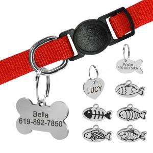 고양이인식표 고양이목걸이 이름표 네임택 목줄 PersonalizeD Cat ID Tag Anti-lost Cute Puppy Kitten Nam