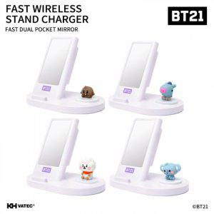 BT21 고속 무선충전 핸드폰거치대 거울 연필꽂이 무드등 7종류