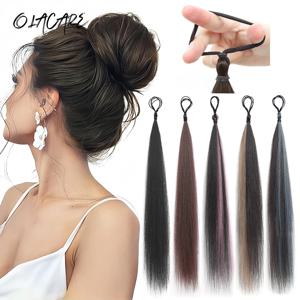 합성 머리 롤빵 곱슬 스트레이트 머리 지저분한 롤빵 Scrunchies Updo 헤어 밴드 여성용 탄성 밴드 헤어 피스 볼륨 프린지 가짜