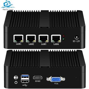 팬리스 산업용 미니 PC, 윈도우 10 리눅스 Pfsense 컴퓨터, 인터 셀러론 J1900, 4x225V NIC, 1x HDMI, 1x VGA, 2x USB 지지대