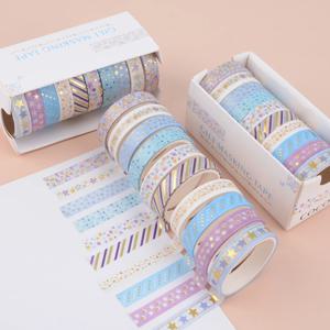 10 롤 별 Washi 테이프 장식 접착 테이프 학교 저널 용품 금박 스크랩북 Kawaii 편지지 마스킹 테이프