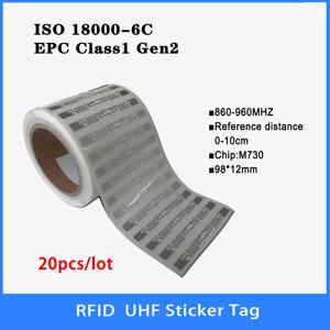 UHF RFID 습식 인레이 태그, UHF 스티커 라벨, Impinj M730 칩 전자 라벨, 고품질, 18000-6C, 860-960MHz, 915 MHz, 20 개