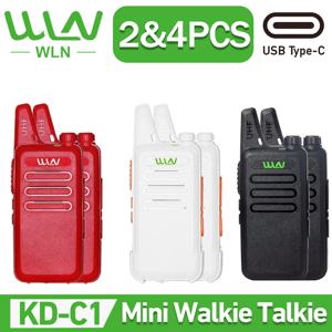 WLN KD-C1 미니 핸디 휴대용 워키토키, UHF 400-470 Mhz KD-C1T 햄 라디오, C 타입 충전 Mi-Ni 워키토키, 2 개, 4 개, 신제품