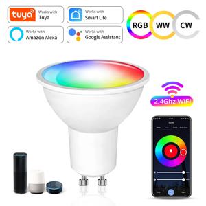 투야 스마트 와이파이 GU10 LED 전구 스포트라이트, 알렉사 램프, RGBCW 스마트 라이프 앱 제어, 구글 홈 에코로 작동, 5W, 7W, 9W, 220V, 110V