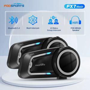 Fodsports FX7 오토바이 헬멧 인터콤 메쉬 블루투스 헬멧 헤드셋, BT5.4 인터폰, 10 라이더 2000M,FM 라디오, 2 개