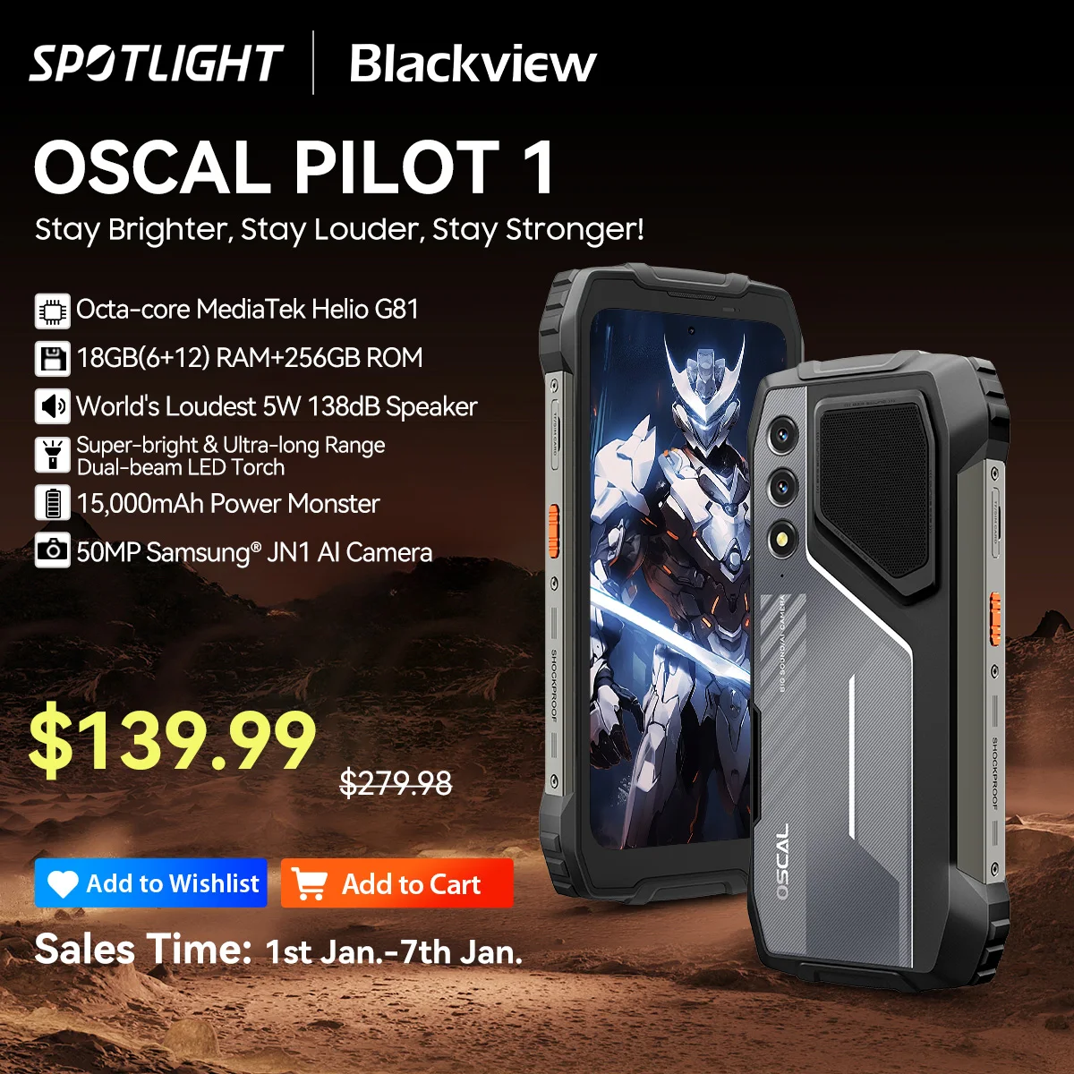 Blackview OSCAL PILOT 1 견고한 휴대폰, 6GB 256GB 스마트폰, Helio G81, 6.67 인치 디스플레이 휴대폰, 15000mAh, NFC 휴대폰