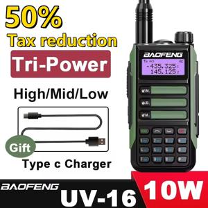 BaoFeng UV-16 전문 워키토키, C타입 충전기, 장거리 양방향 라디오, 업그레이드 UV5R 프로 UV10R UV16