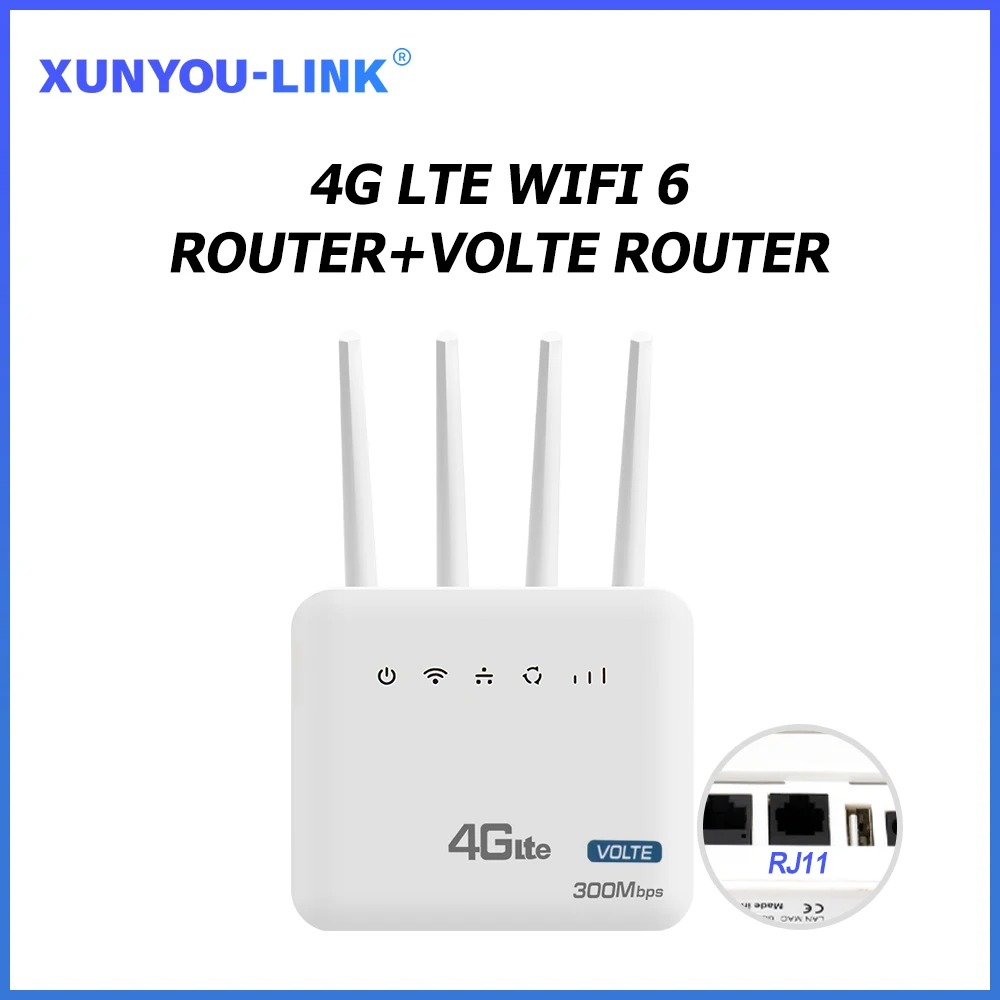 유선 전화 인터페이스 SIM 카드 슬롯, 유럽, 아프리카, 아시아, 남아메리카, 4G LTE 와이파이 라우터, 와이파이 6 모뎀, 300Mbps, 2.4G