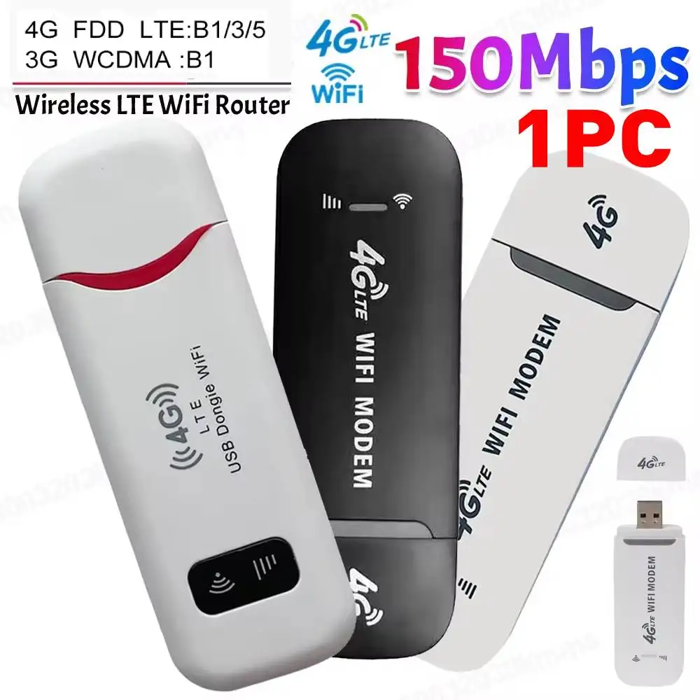 4G LTE 무선 USB 동글 모바일 광대역 150Mbps 모뎀 스틱, 4G SIM 카드 무선 라우터, 홈 오피스 무선 와이파이 어댑터