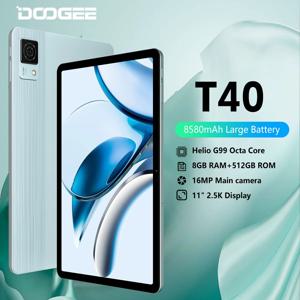 DOOGEE T40 태블릿, 11 인치 IPS 2.5K 디스플레이, 20GB(8 + 12) 512GB, 안드로이드 14 헬리오 G99, 8580mAh, 18W 충전, 7.6mm 초박형