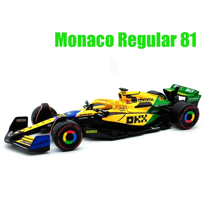 Bburago 1:43 2024 F1 모나코 그랑프리 F1 합금 미니어처 다이캐스트 모델 #4 #81 Lando Norris Mega F1 자동차 장난감 선물