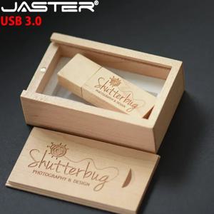 JASTER USB 3.0 사진 무료 커스텀 로고 나무 USB 선물 상자, USB 플래시 드라이브 나무 펜드라이브, 결혼 선물, 8GB, 16GB, 32GB, 64GB