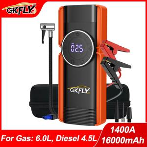 GKFLY 점프 스타터 펌프 공기 압축기, 디지털 타이어 팽창기, 150PSI 비상 배터리 부스터, 1400A 보조배터리, 12V, 4 in 1