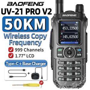 Baofeng UV-21 프로 V2 워키토키, 무선 복사 주파수, C 타입 충전기, 장거리 방수 손전등, UV-5R 햄 라디오