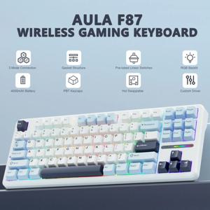 AULA F87 Pro 개스킷 게이밍 기계식 키보드, 75% TKL 레이아웃, 무선 핫스왑 RGB 맞춤형 블루투스 키보드, 2024 새로운 색상