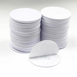 접착 스티커가 있는 RFID 코인 ID 카드, 접근 통제용 읽기 전용 직경 25mm, 30mm, 125Khz TK4100 EM4100, 로트당 10 개