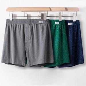 남성용 복서 속옷, 캐주얼 루즈 L-4XL 빅 사이즈 파자마 바지, 100% 면, 고탄성 허리, 숨겨진 버클 언더팬츠, 3PCs/팩