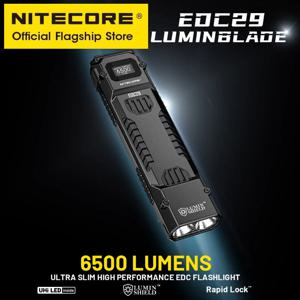 NITECORE EDC29 울트라 슬림 EDC 손전등, USB-C 충전식 전술 토치 라이트, 내장 2500mAh 리튬 이온 배터리, 6500 루멘